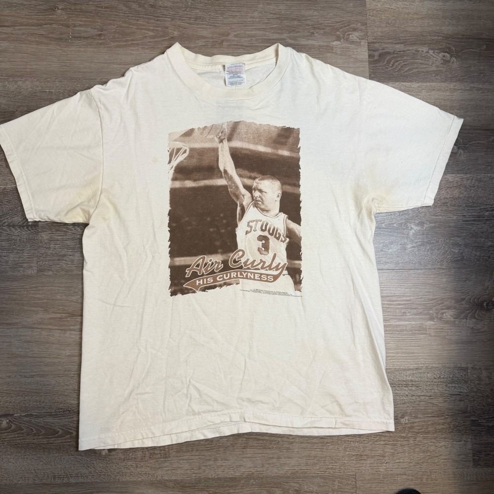 Vintage 1998 Three Stooges Air Curly His Curlyness Hanes Heavyweight T-Shirt L